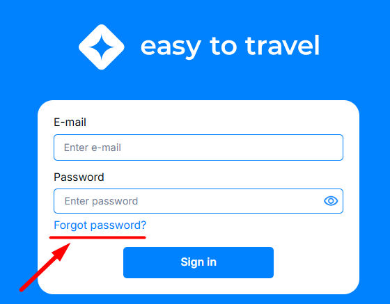 Password reset page