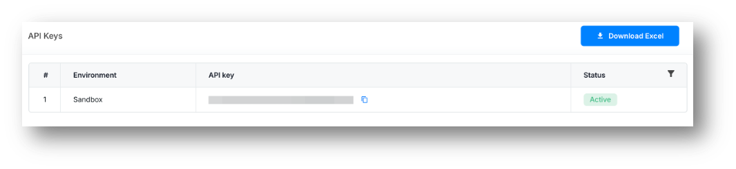 API key table